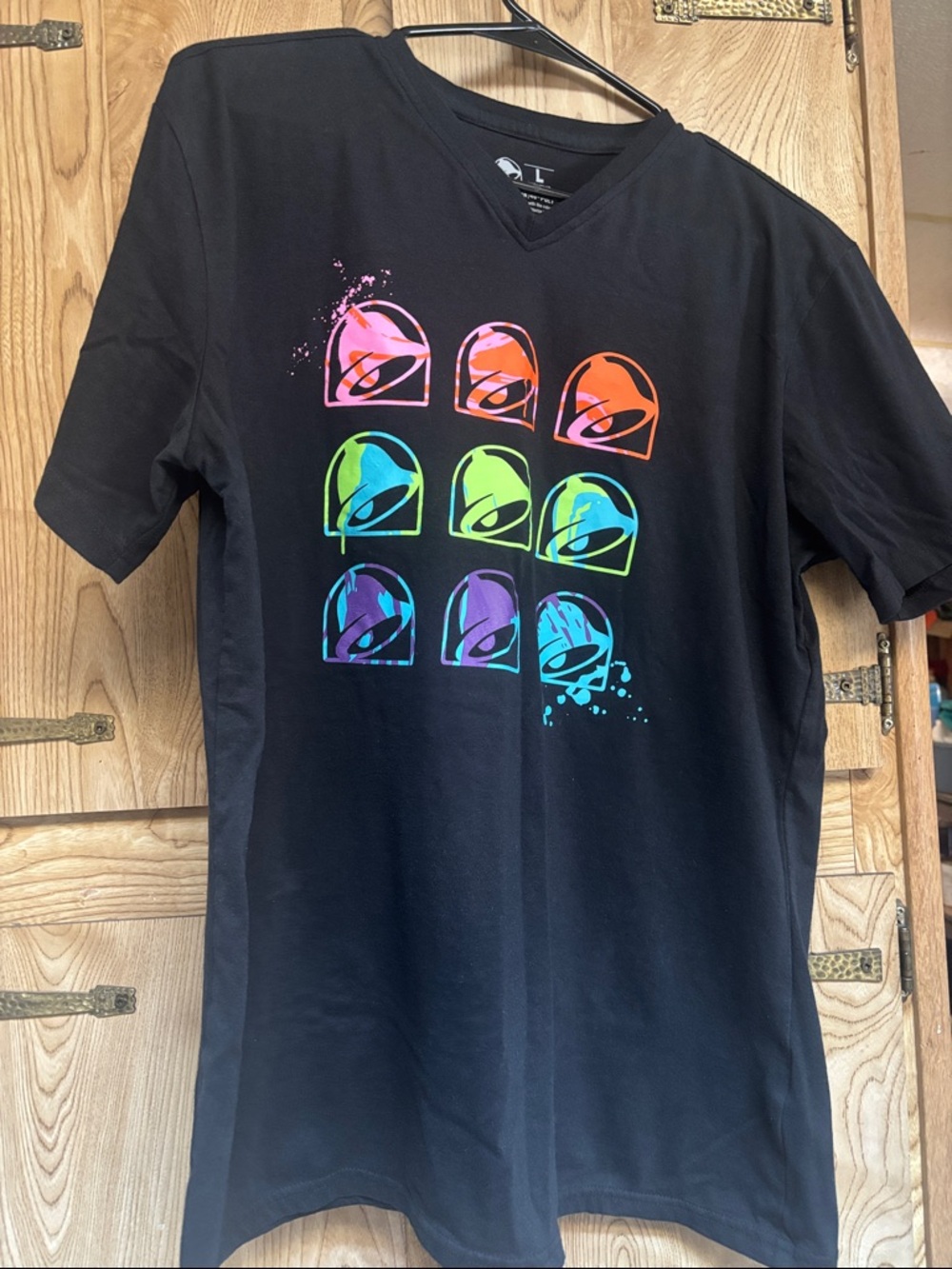 Black Graphic Taco Bell Logo Tee - Multicolor Icons